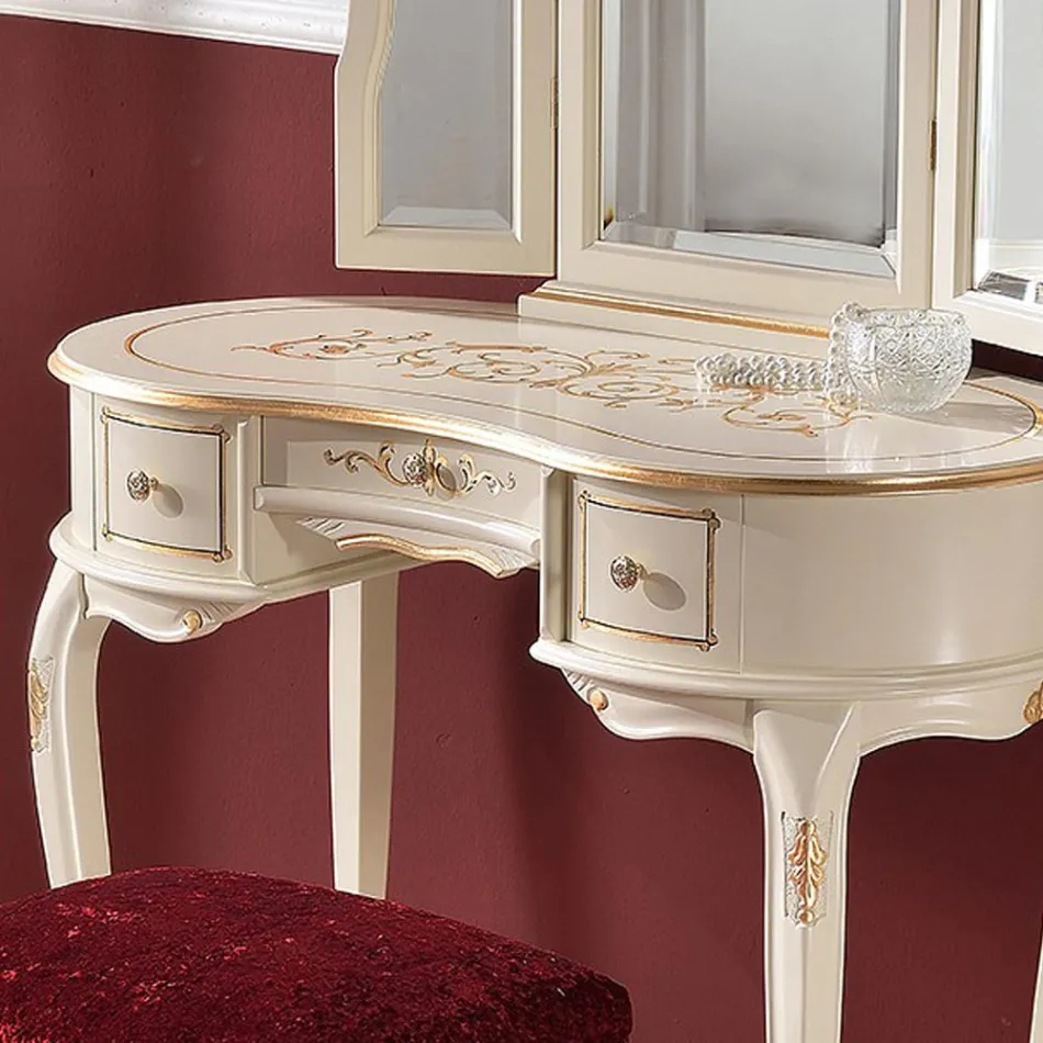 Mobile Pettiniera in Legno con Cassetti e Specchio Made in Italy - Luxury Viadurini