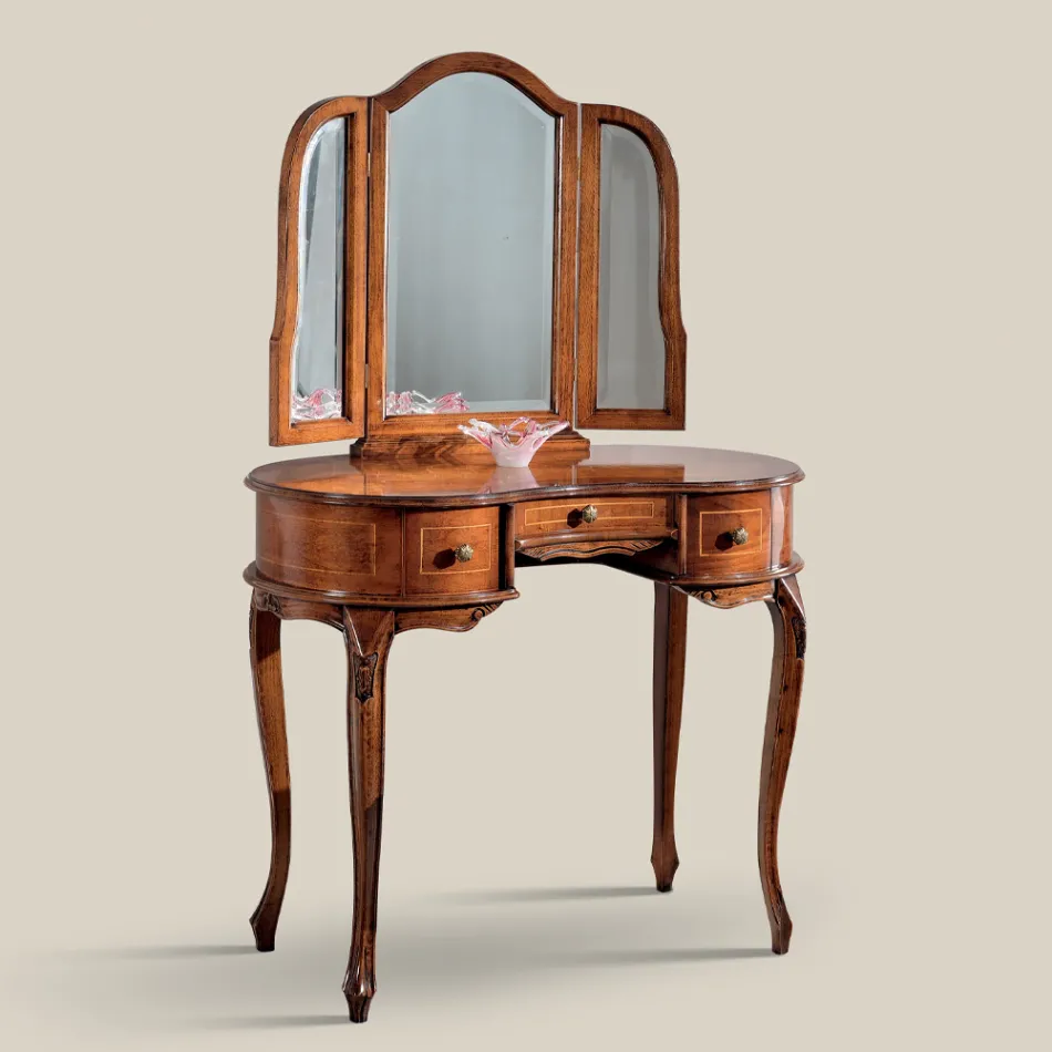 Mobile Pettiniera in Legno con Cassetti e Specchio Made in Italy - Luxury Viadurini