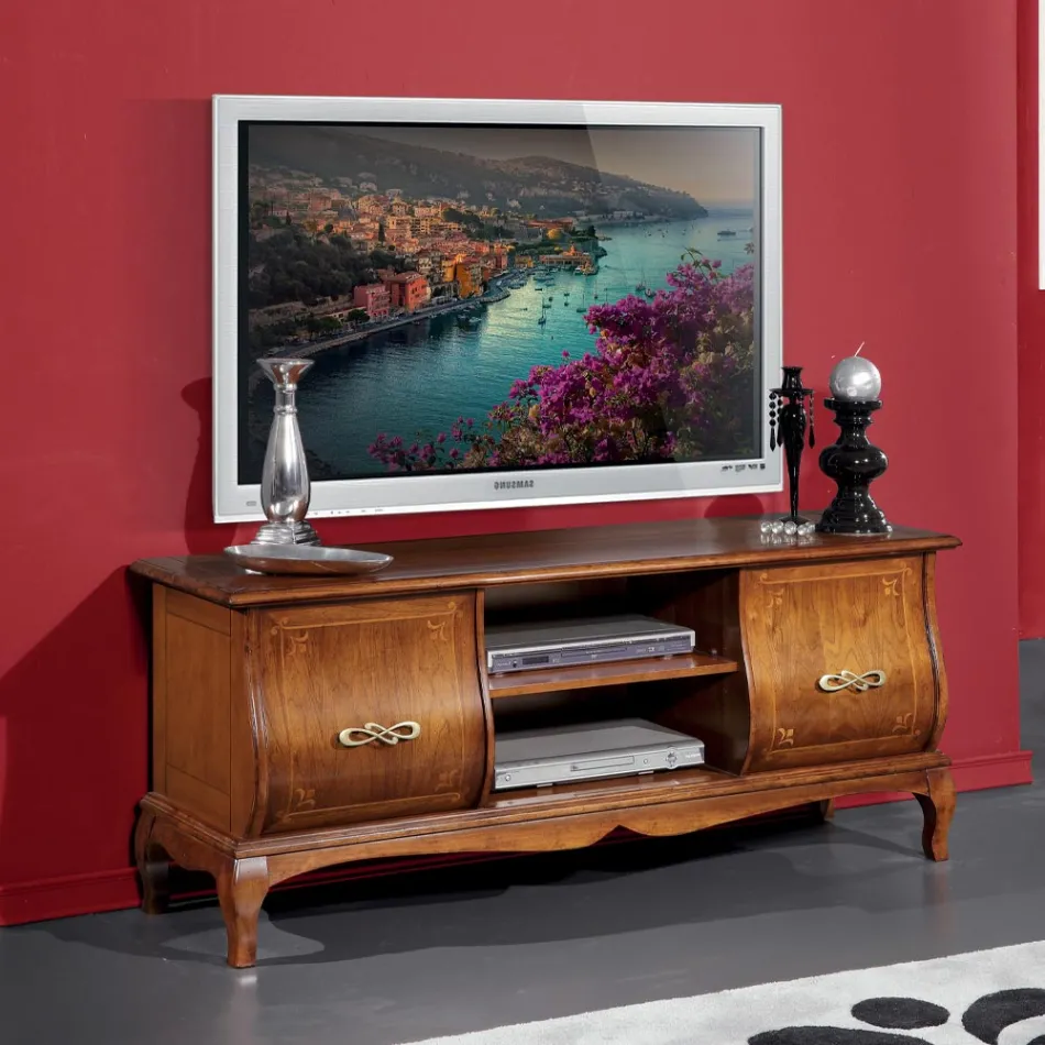 Mobile Porta Tv Classico in Legno con Intarsi Made in Italy - Hastings Viadurini