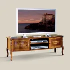 Mobile Porta Tv Classico in Legno con Intarsi Made in Italy - Katerine Viadurini