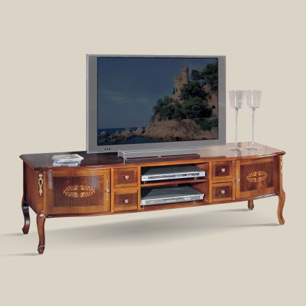 Mobile Porta Tv Classico in Legno con Intarsi Made in Italy - Katerine Viadurini