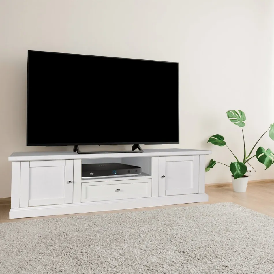 Mobile Porta Tv con 2 Ante, 1 Cassetto e 1 Vano a Giorno Made in Italy - Forseti Viadurini