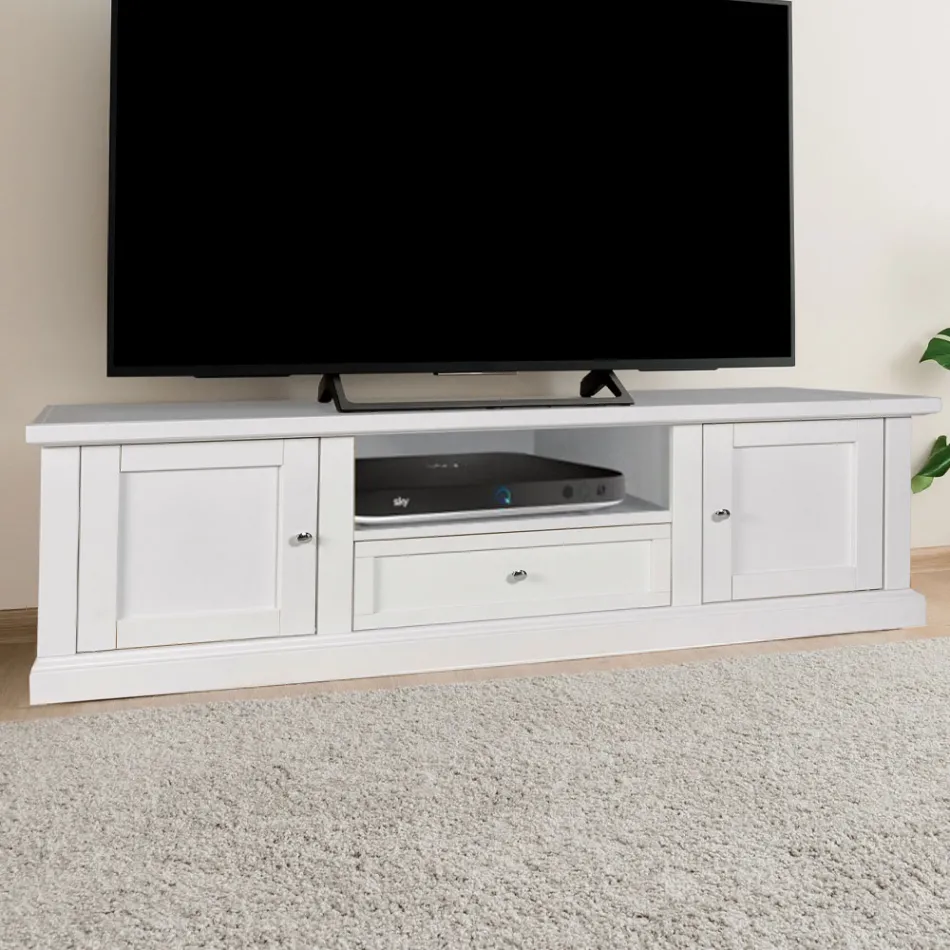 Mobile Porta Tv con 2 Ante, 1 Cassetto e 1 Vano a Giorno Made in Italy - Forseti Viadurini