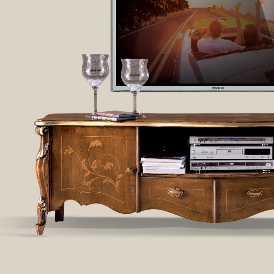 Mobile Porta Tv con 2 Ante e 2 Cassetti in Legno Made in Italy - Caligola Viadurini