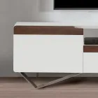 Mobile Porta TV con 2 Ante in Finitura Canaletto e Bianco Made in Italy - Kari Viadurini