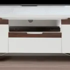 Mobile Porta TV con 2 Ante in Finitura Canaletto e Bianco Made in Italy - Kari Viadurini