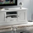 Mobile Porta Tv con 2 Vani a Giorno e 2 Ante in Laccato Bianco Made in Italy - Atai Viadurini