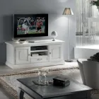 Mobile Porta Tv con 2 Vani a Giorno e 2 Ante in Laccato Bianco Made in Italy - Atai Viadurini