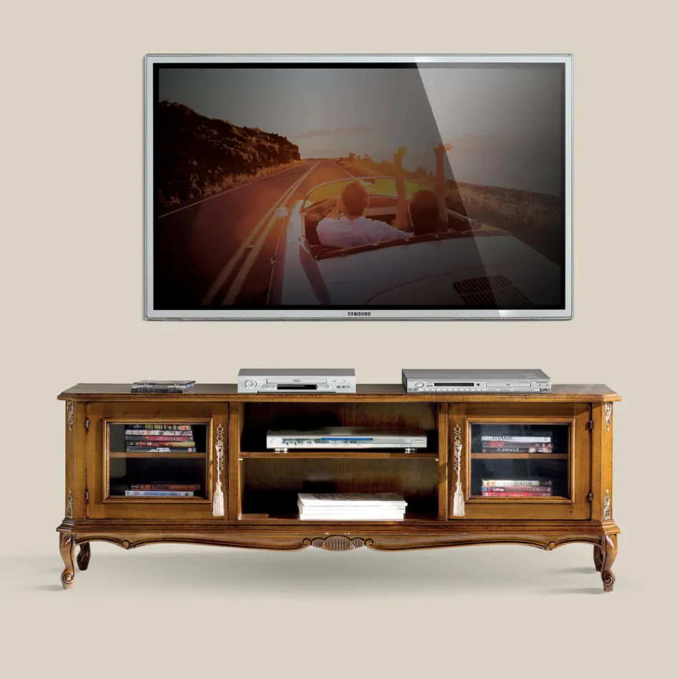 Mobile Porta Tv da Salotto in Legno Noce Bassano Made in Italy - Richard Viadurini