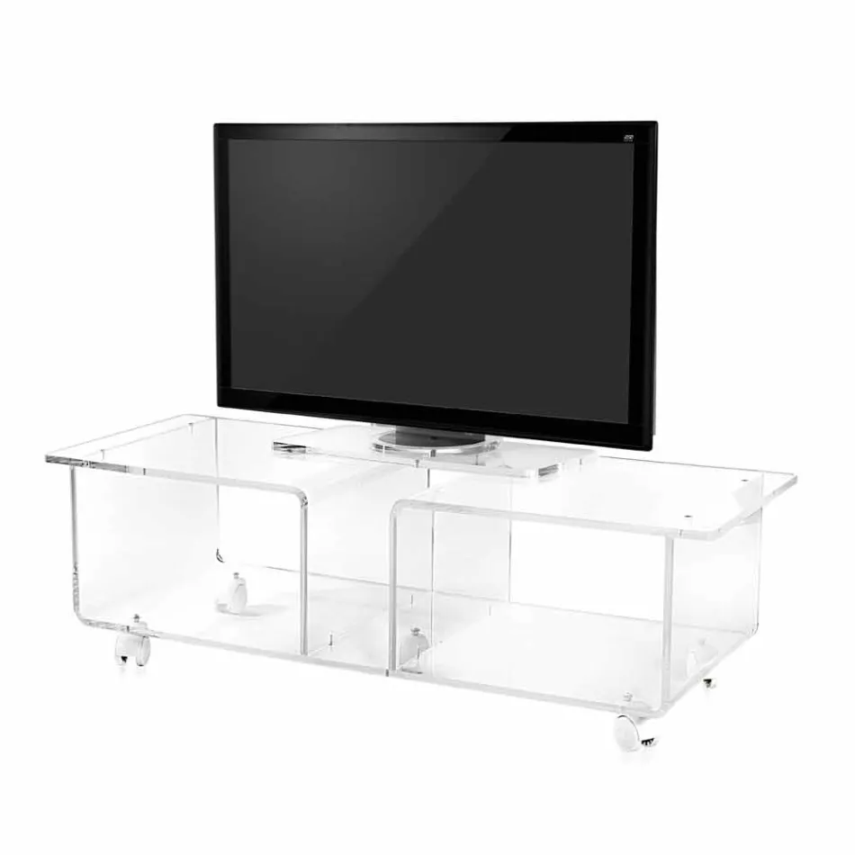 Mobile porta tv design moderno in plexiglass trasparente Mago Double Viadurini