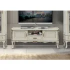 Mobile Porta Tv di Lusso Legno Bianco e Argento Made in Italy - Cheverny Viadurini
