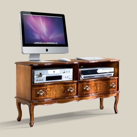 Mobile Porta Tv in Legno 2 Cassetti Stile Classico Made in Italy - Prince Viadurini