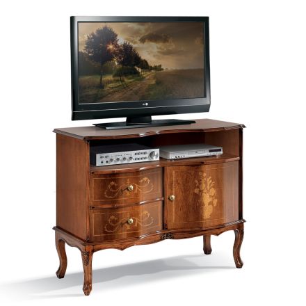 Mobile Porta Tv in Legno di Noce Stile Classico Made in Italy - Elegant Viadurini