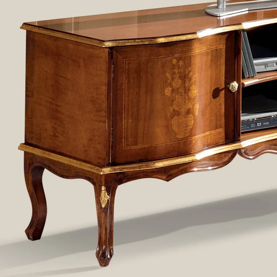 Mobile Porta Tv in Legno di Noce Stile Classico Made in Italy - Prince Viadurini