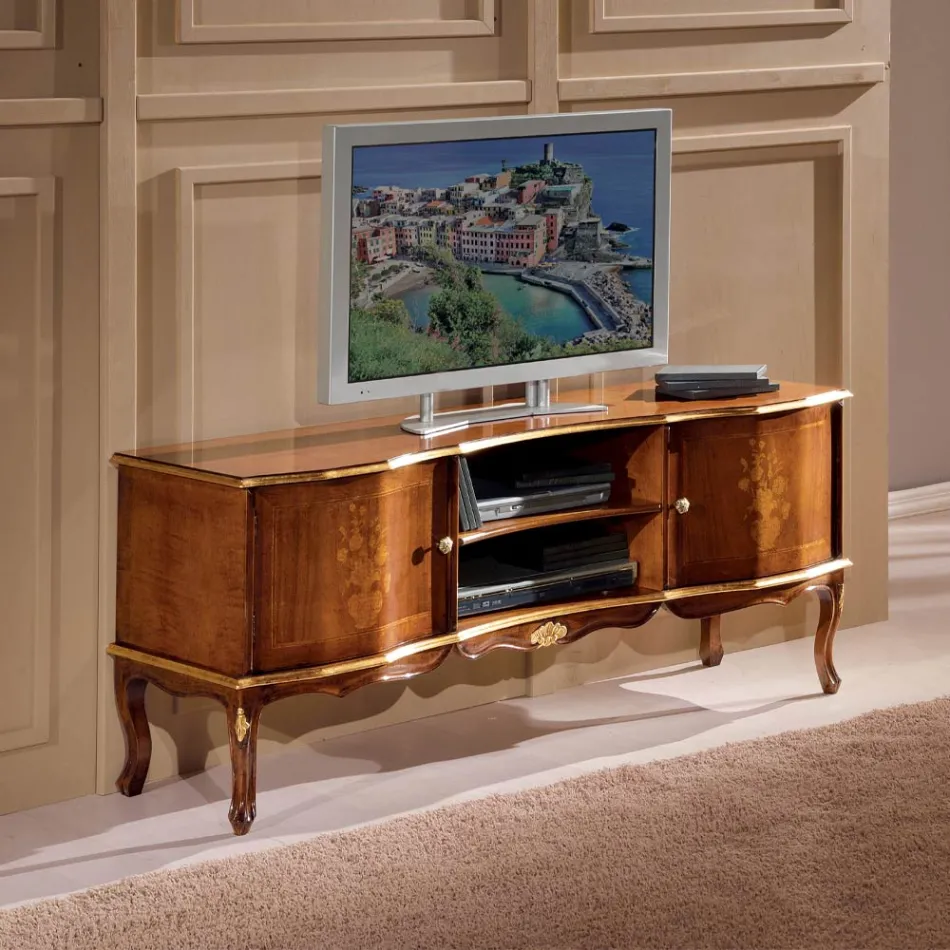 Mobile Porta Tv in Legno di Noce Stile Classico Made in Italy - Prince Viadurini