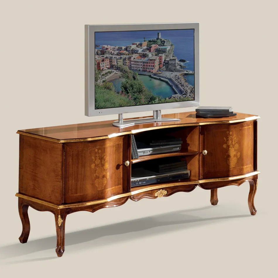 Mobile Porta Tv in Legno di Noce Stile Classico Made in Italy - Prince Viadurini