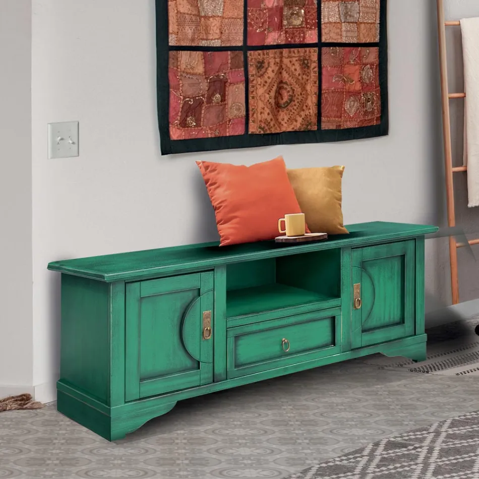 Mobile Porta Tv in Legno Impiallacciato di Diverse Finiture Made in Italy - Purusha Viadurini