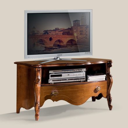 Mobile Porta Tv in Legno Noce Bassano con Cassetto Made in Italy - Commodo Viadurini