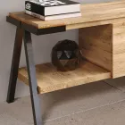 Mobile Porta Tv in Legno Rovere Nodato e Metallo Realizzato in Italia - Jennifer Viadurini