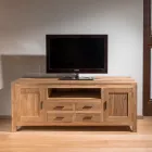 Mobile Porta Tv in Teak Massello con 2 Ante e 4 Cassetti - Kendo Viadurini
