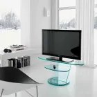 Mobile Porta Tv in Vetro con Base Rotante e Ripiano 2 Dimensioni - Salemme Viadurini