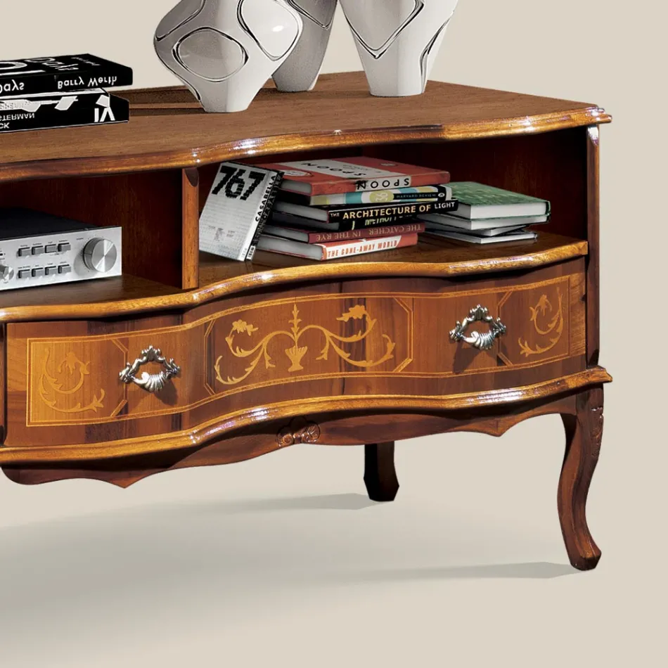 Mobile Porta Tv Legno Classico con Vani e Cassetti Made in Italy - Prince Viadurini