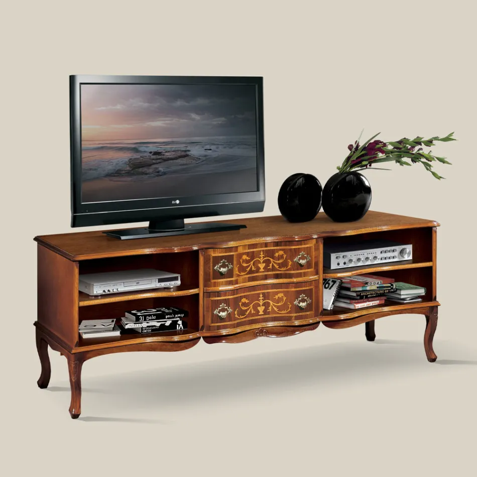 Mobile Porta Tv Legno Classico con Vani e Cassetti Made in Italy - Prince Viadurini