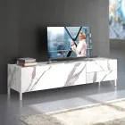 Mobile Porta Tv Rivestito in Melaminico Finitura Marmo Made in Italy - Zinco Viadurini