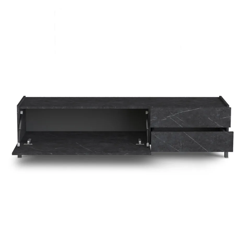 Mobile Porta Tv Rivestito in Melaminico Finitura Marmo Made in Italy - Zinco Viadurini