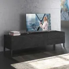 Mobile Porta Tv Rivestito in Melaminico Finitura Marmo Made in Italy - Zinco Viadurini
