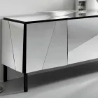 Mobile Salotto Madia in Legno Nero Opaco e Vetri a Specchio Top Liscio - Senese Viadurini