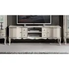 Mobile Salotto Porta Tv Legno Bianco e Argento Made in Italy - Windsor Viadurini
