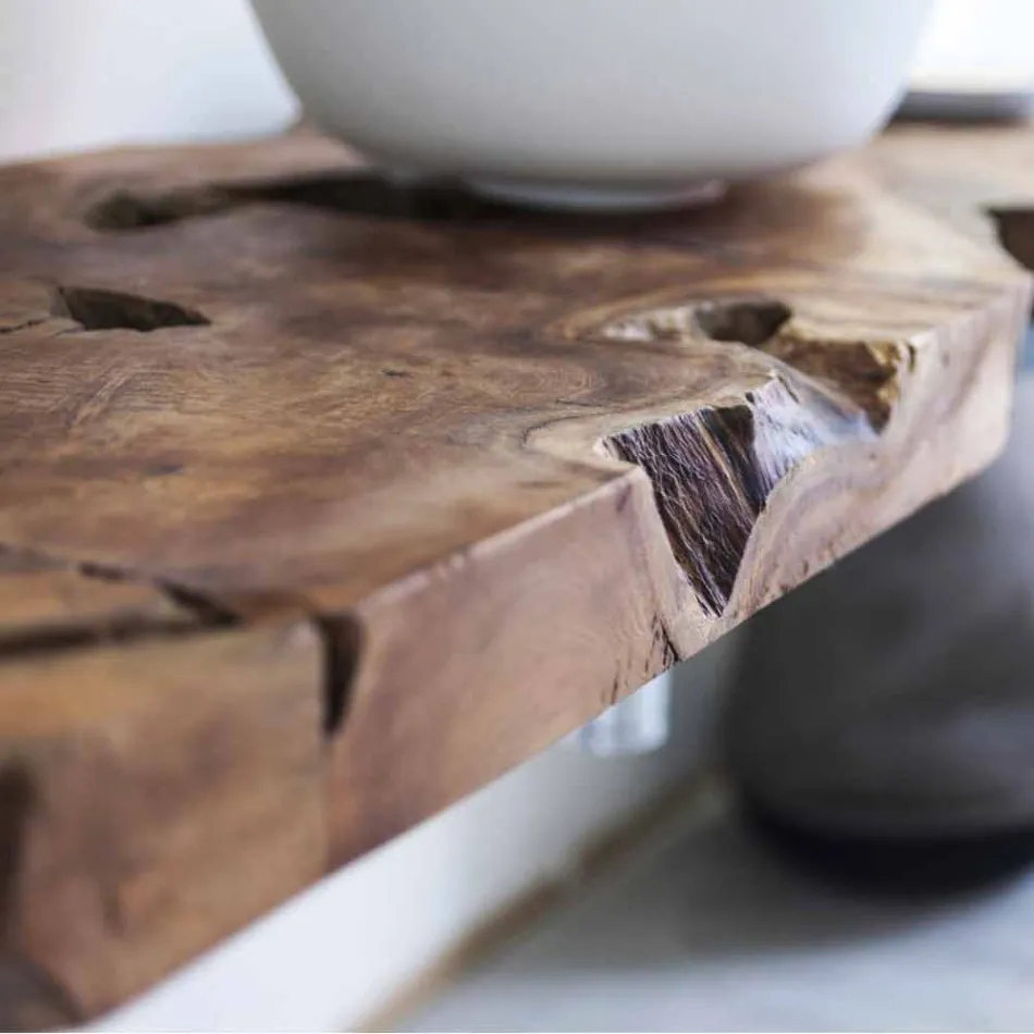 Mobile Top Bagno a Sospensione in Legno Teak Massello - Forest Viadurini
