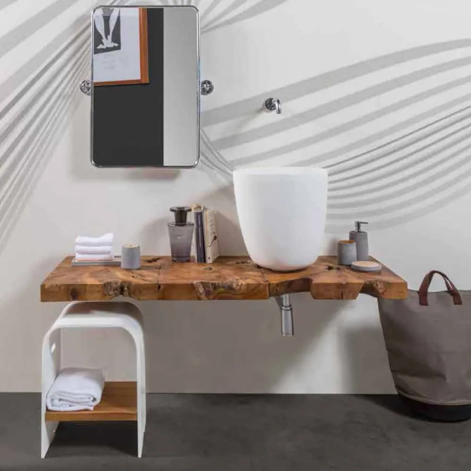 Mobile Top Bagno a Sospensione in Legno Teak Massello - Forest Viadurini
