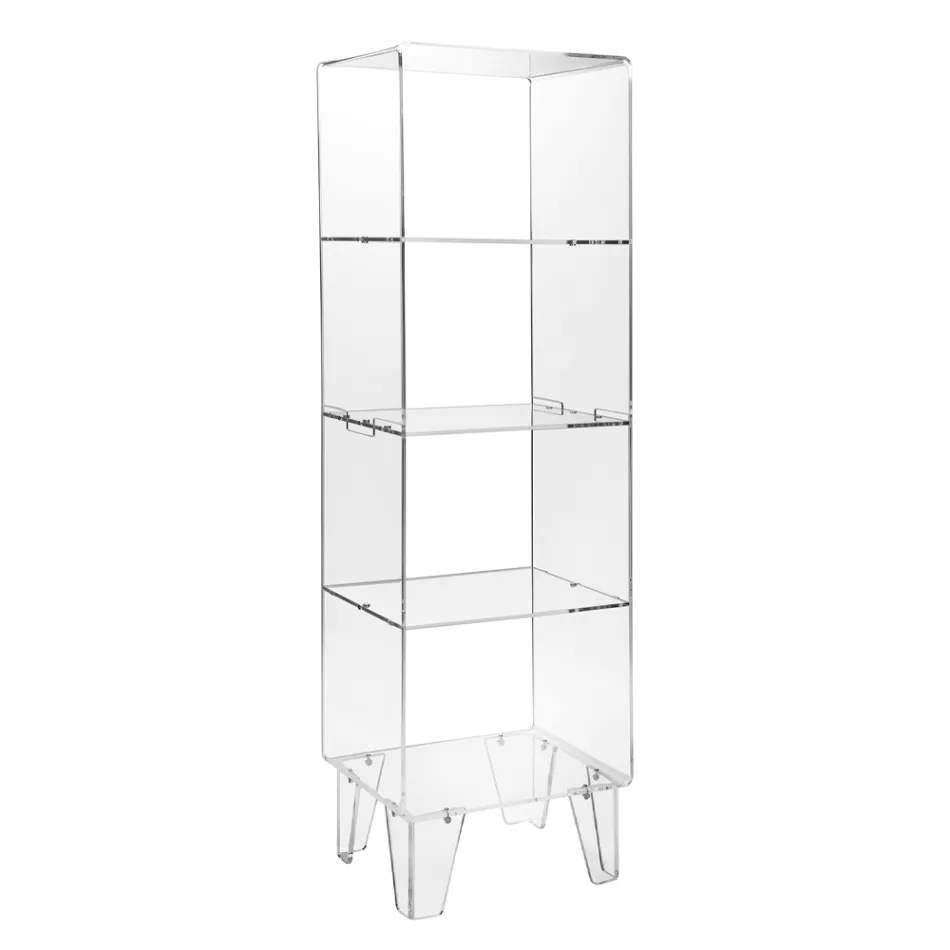 Mobile Vetrina Plexiglass Trasparente Design Italiano 4 Ripiani - Raganella Viadurini