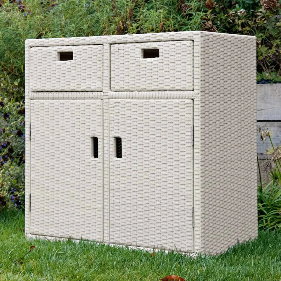 Mobiletto da Giardino in Polyrattan Intrecciato a Mano – Zoltan Viadurini