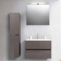 Mobile Bagno 80 cm, Lavabo, Specchio e Colonna Ecrù – Becky