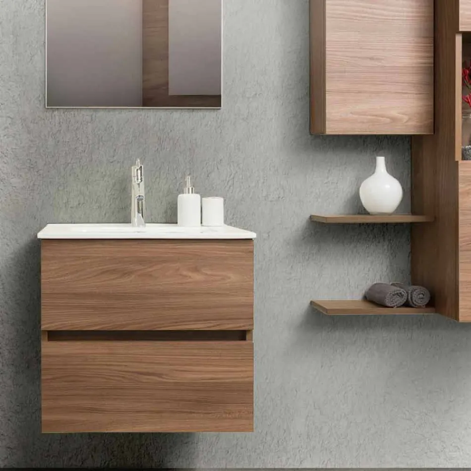 Mobili Bagno Sospesi di Design in Melaminico Olmo Noce – Becky Viadurini