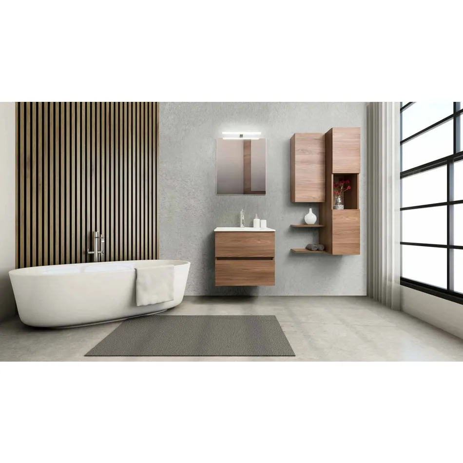 Mobili Bagno Sospesi di Design in Melaminico Olmo Noce – Becky Viadurini