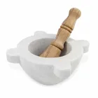 Mortaio in Marmo Bianco di Carrara con Pestello in Legno Made in Italy - Winda Viadurini