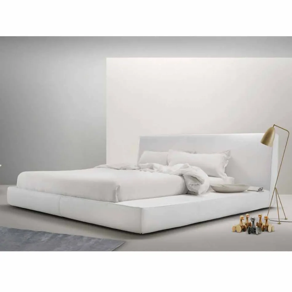 My Home Long Island letto matrimoniale in pelle imbottito made Italy Viadurini