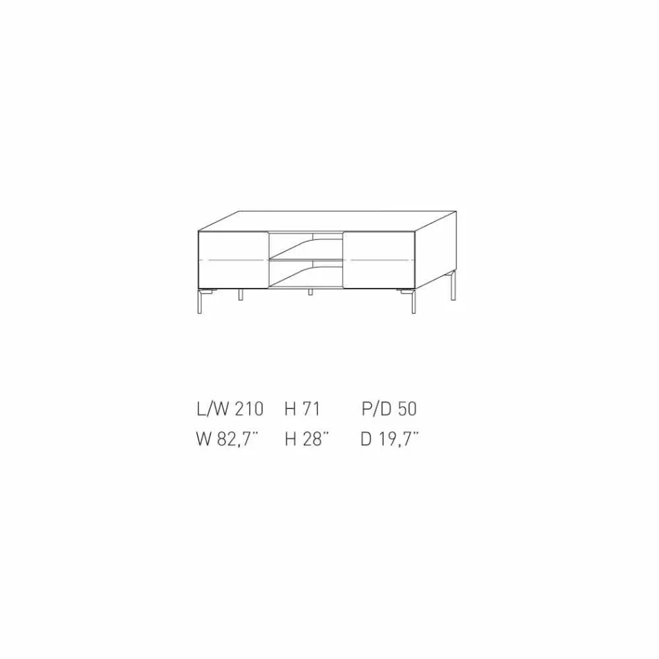 My Home Mirage madia di design in MDF laccato H71xL210cm made in Italy Viadurini
