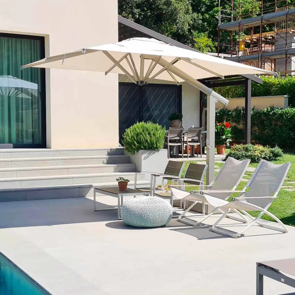 Ombrellone Braccio Giardino in Alluminio Bianco o Antracite 300x400 cm - Lapillo Viadurini
