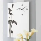 Orologio a Muro Moderno Rettangolare in Legno Bianco Decorato di Design - Croco Viadurini