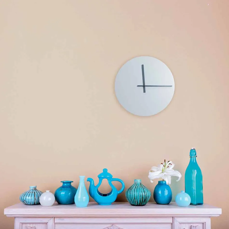 Orologio a Muro Rotondo di Design Moderno Grigio e Blu Made in Italy - Umbriel Viadurini