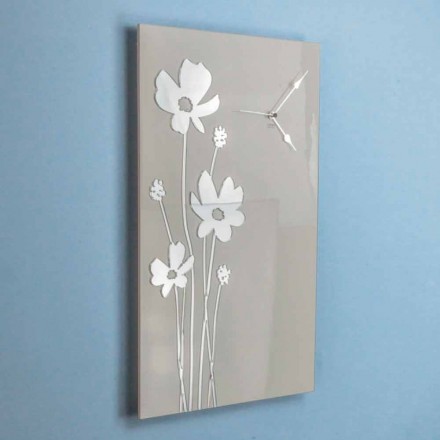 Orologio a Parete Design Marrone in Legno e Plexiglass Rettangolare - Silene Viadurini