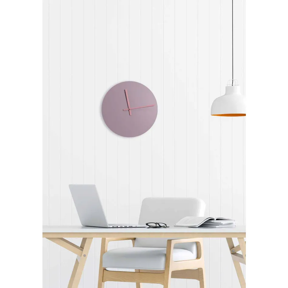 Orologio a Parete Design Rosa Moderno e Rotondo in Legno Made in Italy - Imalia Viadurini