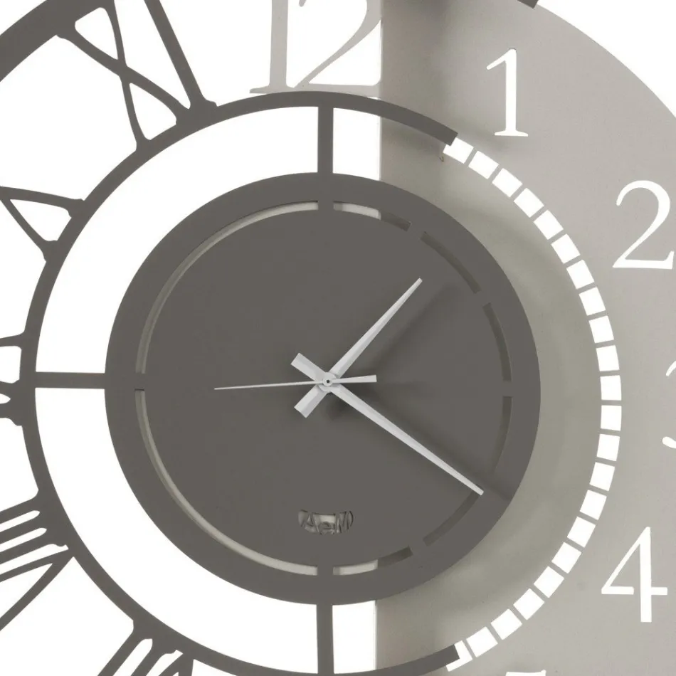 Orologio a Parete in Ferro Design Tondo Moderno Doppia Numerazione - Kassio Viadurini