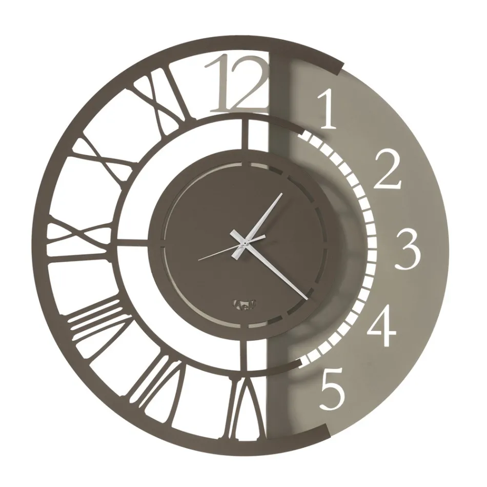 Orologio a Parete in Ferro Design Tondo Moderno Doppia Numerazione - Kassio Viadurini