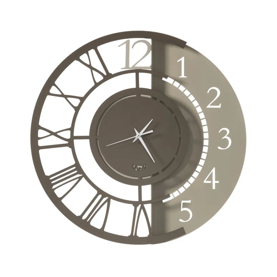 Orologio a Parete in Ferro Design Tondo Moderno Doppia Numerazione - Kassio Viadurini